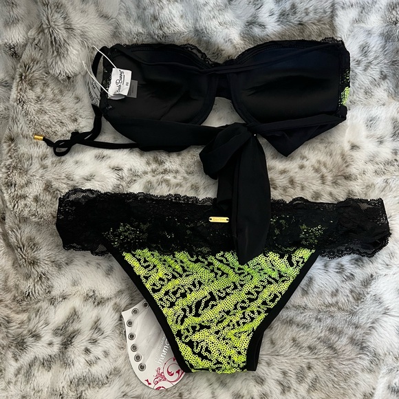 Beach Bunny Mystic Shine Lady Lace Neon Sequin Bikini Bottoms - Picture 4 of 4